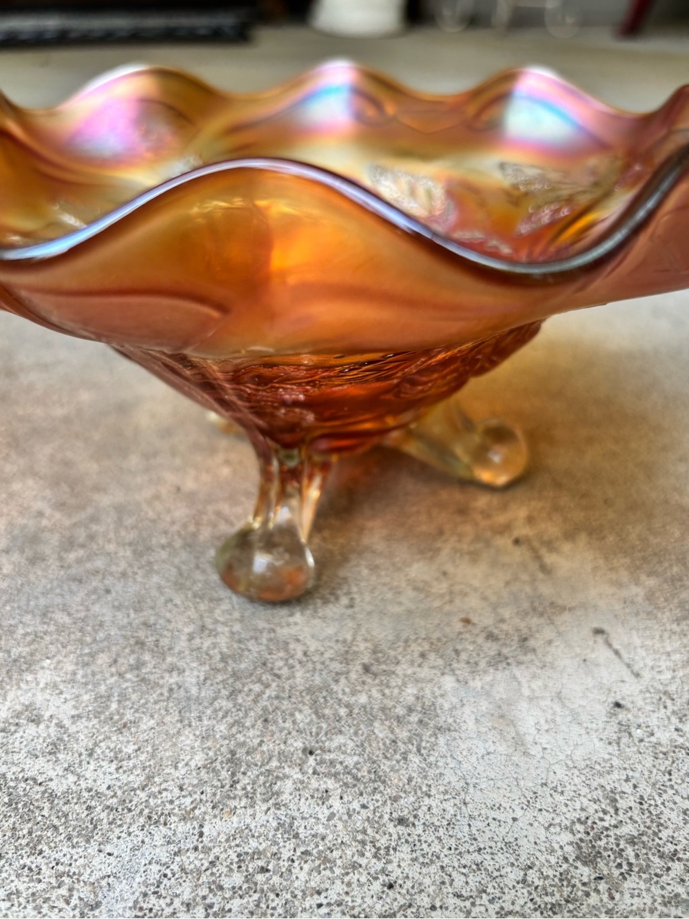 ANTIQUE MARIGOLD CARNIVAL GLASS BOWLS. CHERRY PATTERN. - Picture 9 of 14